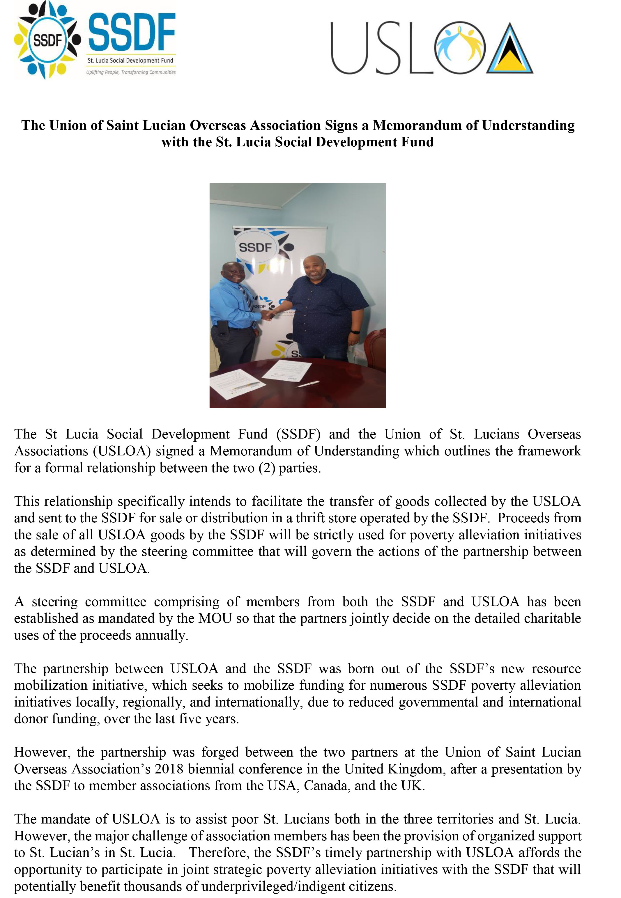 Press Release Signing of MOU with USLOA